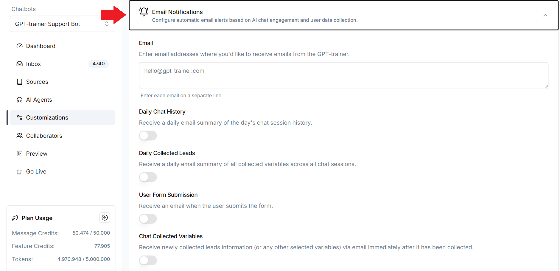 Lead Collection Lead Collection - GPT-trainer API